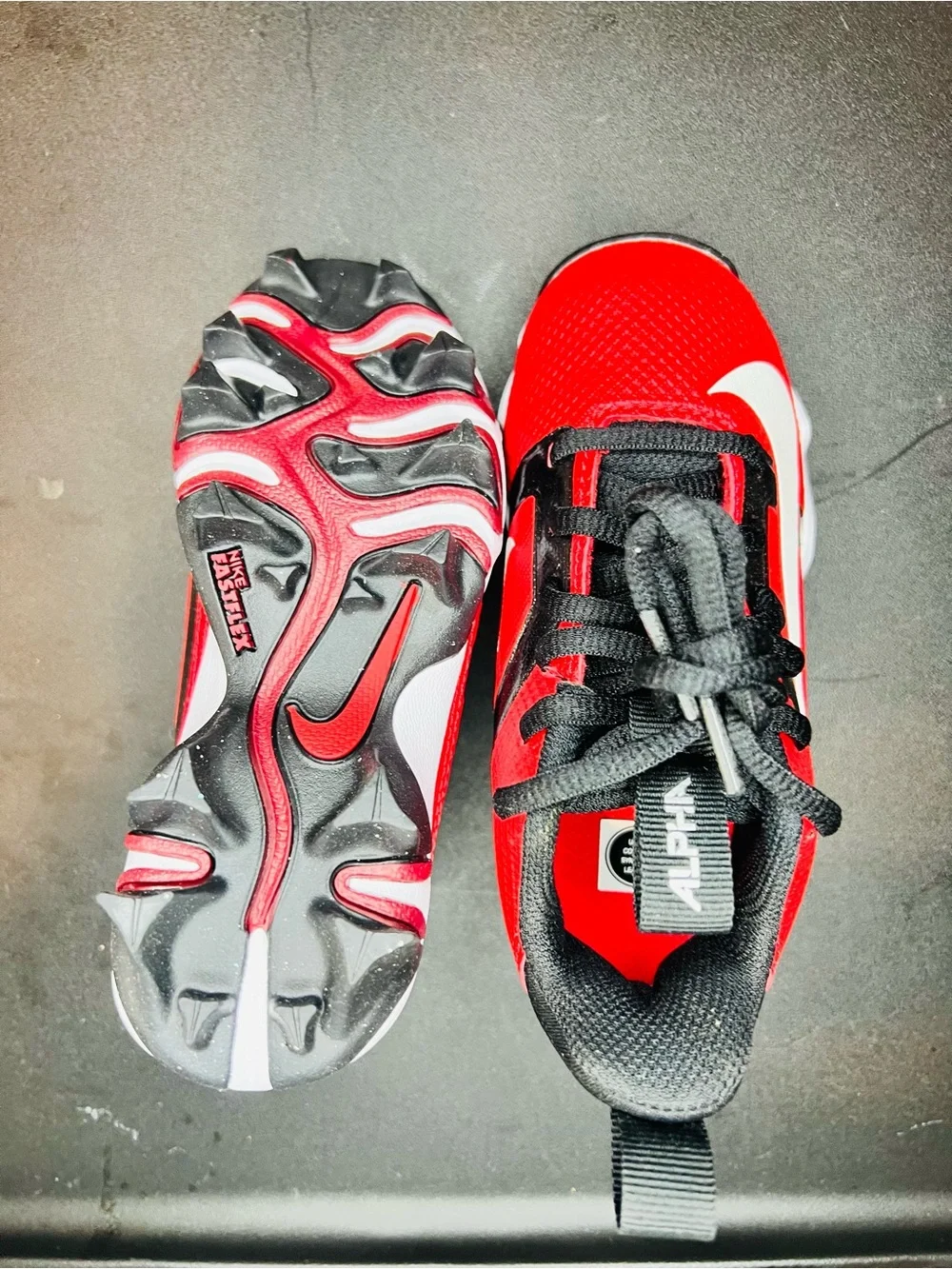 Nike Kids Red and Black Sneakers with Traction Sole